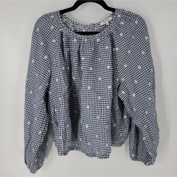 Madewell Gingham Check Embroidered Button Back Shirt 1X - Picture 3 of 13